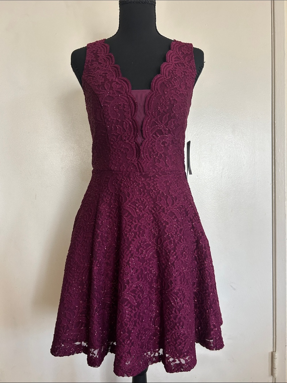 NWT City Studio Sleeveless Glitter Lace Fit and Flare Mini Cocktail Dress